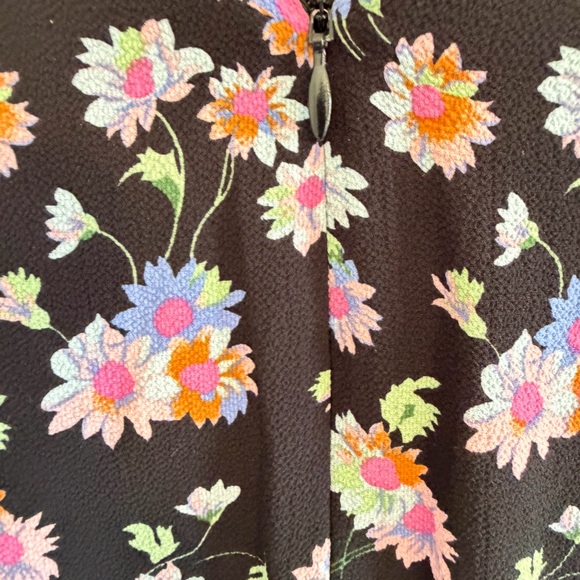 Betsey Johnson Black floral fit and flare bell sleeve midi dress L/XL see pics - Picture 4 of 9